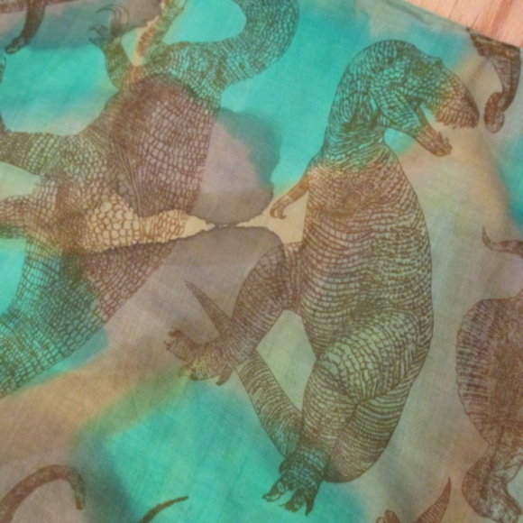Sheer Silk Scarf with Dinosaurs - Picture 3 of 7
